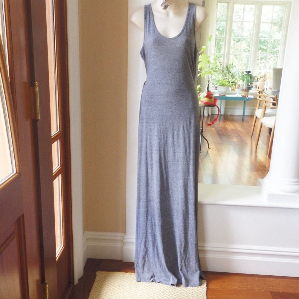 Nation Ltd heather gray maxi tank dress open back cutout M NTW